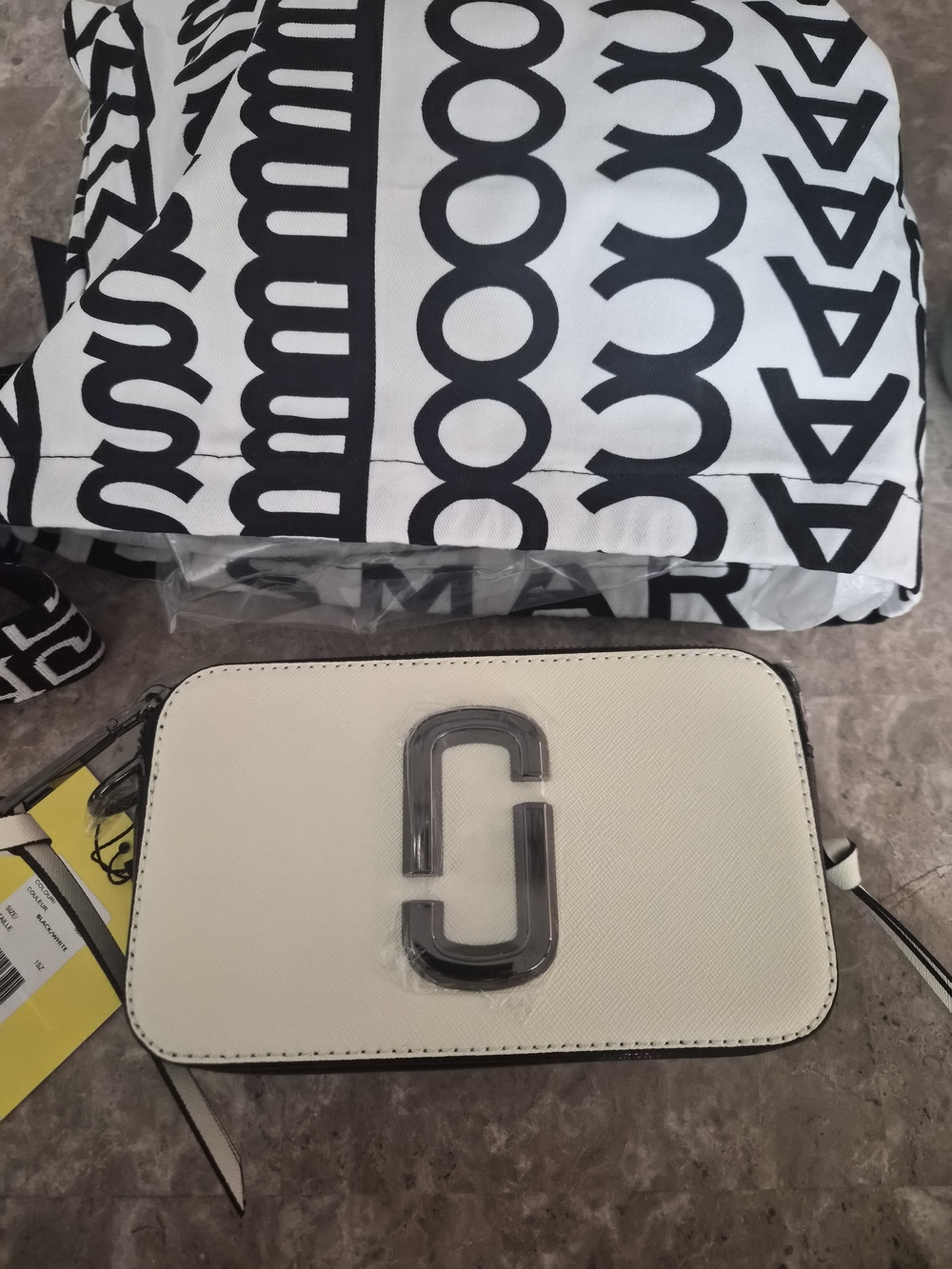 Marc Jacobs Cream/Black Double J Crossbody Camera Bag